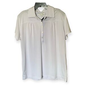 Sport Haley White Short Sleeve Golf Polo Shirt with Gathered Yoke Size XL